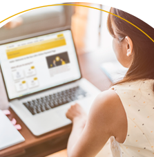 Client using laptop to pay online